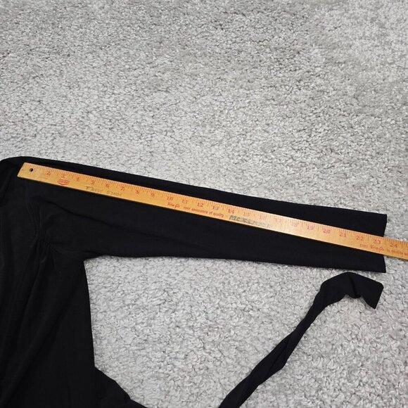 Norma Kamali Black M Long Sleeve Stretch Wrap Dress Career Office Minimalist - Picture 10 of 11